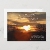 Heart Sunset Wedding Romantic Save the Date Ankündigungspostkarte (Vorne/Hinten)
