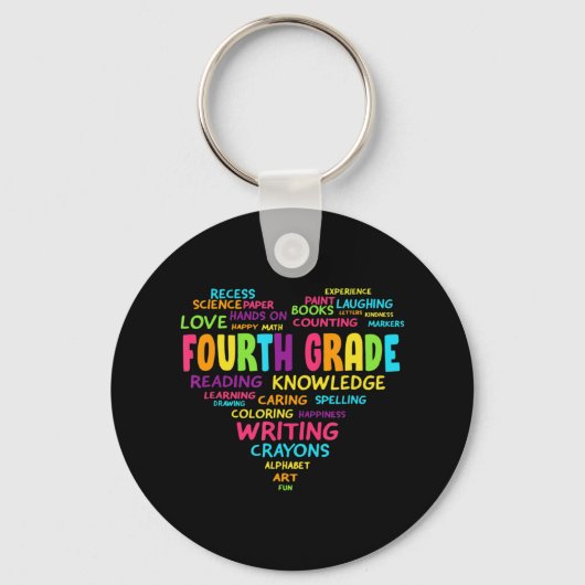 Heart Tee Fourth Grade Team Teacher Student Back T Schlüsselanhänger (Vorderseite)