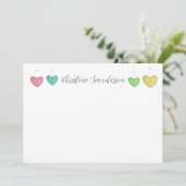 Heart Thank You Note Card Personalized Stationery Dankeskarte (Stehend Vorderseite)