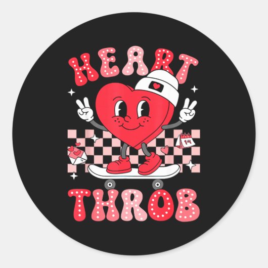 Heart Throb Groovy Valentine Toddler Men Boys Cute Runder Aufkleber (Vorderseite)