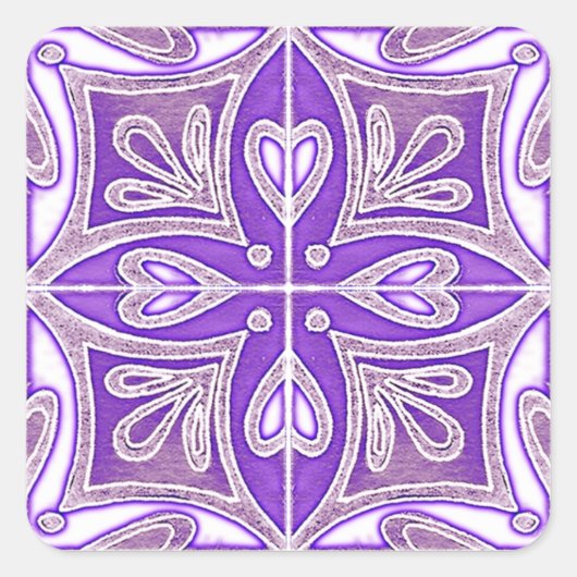 Heart Tiles Inspiriert portugiesischer Azulejos La Quadratischer Aufkleber (Vorderseite)