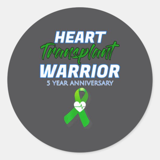 Heart Transplant 5 Year Anniversary Warrior Patien Runder Aufkleber (Vorderseite)