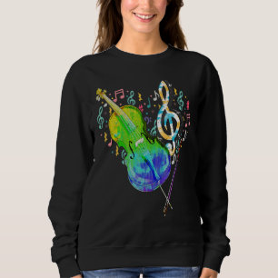 Heart Treble Clef Cello Player Musiknotens Cellist Sweatshirt