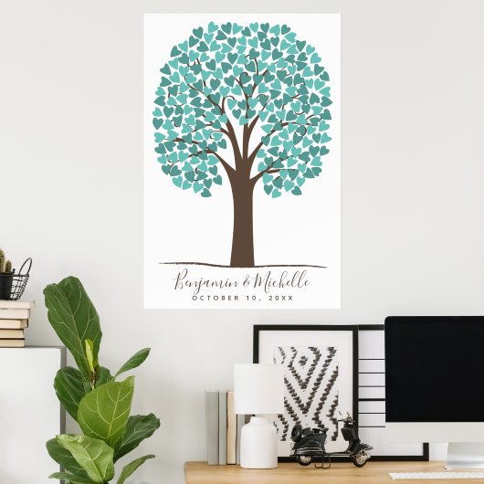 Heart Tree - 200 Signature Guest Book Alternative Poster (Heimbüro)