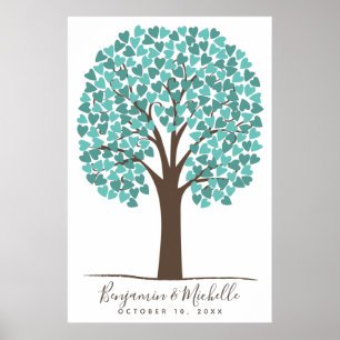 Heart Tree - 200 Signature Guest Book Alternative Poster