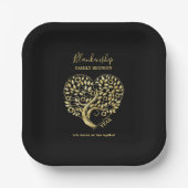 Heart Tree Family Wiedersehen Black Gold Pappteller (Vorderseite)