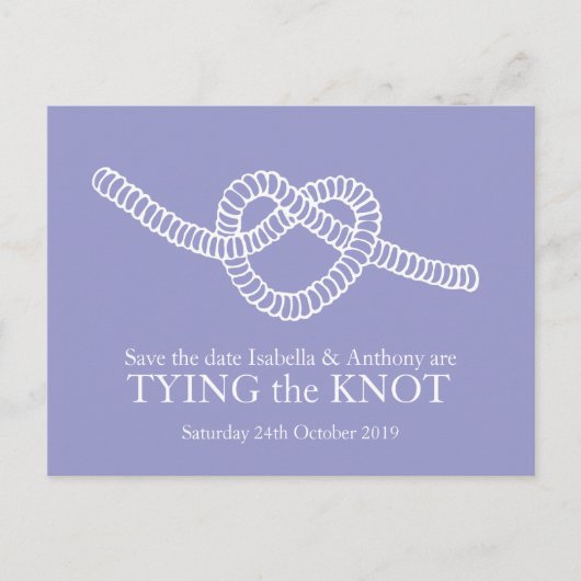 Heart Tying the Knot Hochzeit speichern Sie die Da Ankündigungspostkarte (Vorderseite)