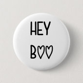Heart Typography Hey Boo Button (Vorderseite)