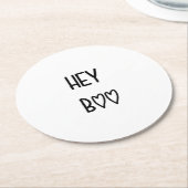 Heart Typography Hey Boo Runder Pappuntersetzer (Angewinkelt)