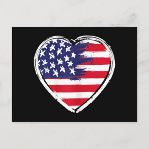 Heart US Flag 4. Juli Patriotic American Stars Feiertagspostkarte
