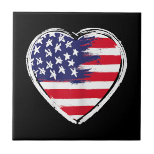 Heart US Flag 4. Juli Patriotic American Stars Fliese