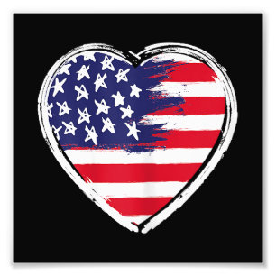 Heart US Flag 4. Juli Patriotic American Stars Fotodruck