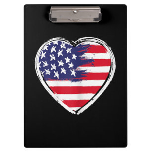 Heart US Flag 4. Juli Patriotic American Stars Klemmbrett
