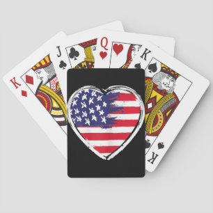 Heart US Flag 4. Juli Patriotic American Stars Spielkarten