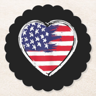 Heart US Flag 4. Juli Patriotic American Stars Untersetzer