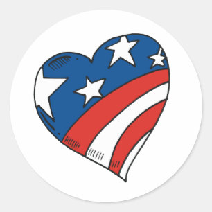 Heart USA Flag Tshirts und Geschenke Runder Aufkleber