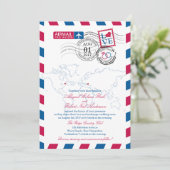 Heart USA und Mazedonien Wedding Einladung (Stehend Vorderseite)