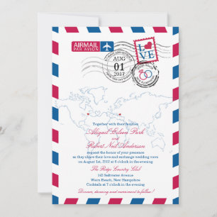 Heart USA und Mazedonien Wedding Einladung