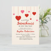 Heart Valentine Red Pink Baby Dusche Party Einladung (Stehend Vorderseite)