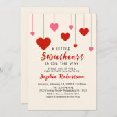 Heart Valentine Red Pink Baby Dusche Party Einladung (Vorne/Hinten)