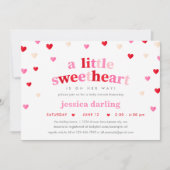 Heart Valentine Theme Baby Girl Dusche Red Pink Einladung (Vorderseite)