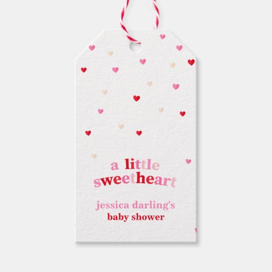 Heart Valentine Theme Baby Girl Dusche Red Pink Geschenkanhänger (Vorderseite)