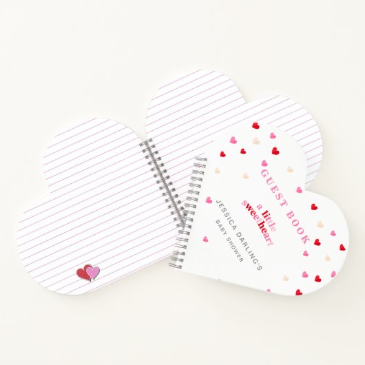 Heart Valentine Theme Baby Girl Dusche Red Pink Gu Notizblock (Innenseite)
