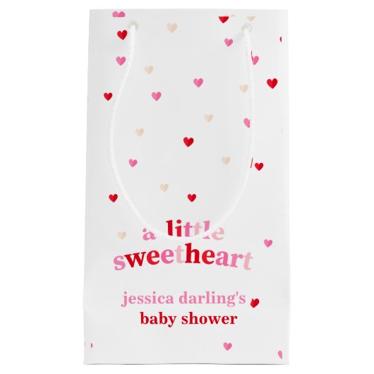 Heart Valentine Theme Baby Girl Dusche Red Pink Kleine Geschenktüte (Vorderseite)