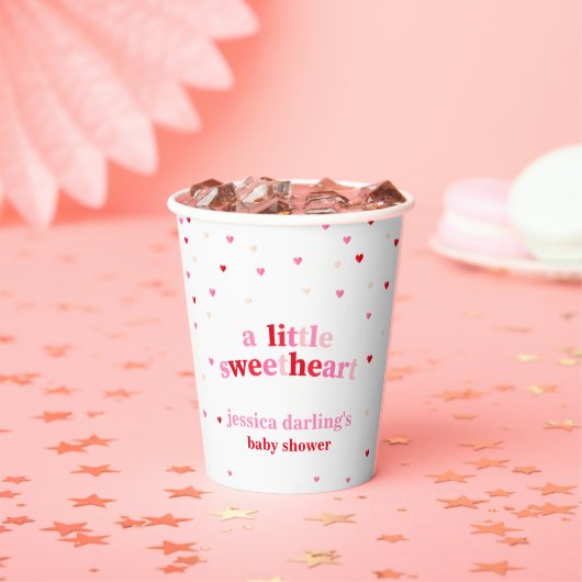 Heart Valentine Theme Baby Girl Dusche Red Pink Pappbecher (Insitu)