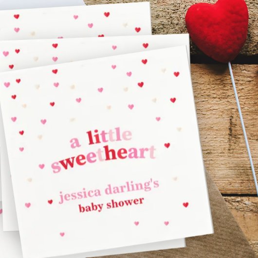 Heart Valentine Theme Baby Girl Dusche Red Pink Serviette
