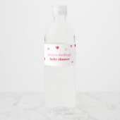 Heart Valentine Theme Baby Girl Dusche Red Pink Wasserflaschenetikett (Vorderseite)