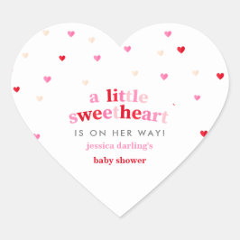 Heart Valentine Theme Baby Girl Dusche Red Sticker