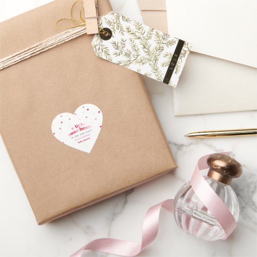 Heart Valentine Theme Baby Girl Dusche Red Sticker (Schenken)