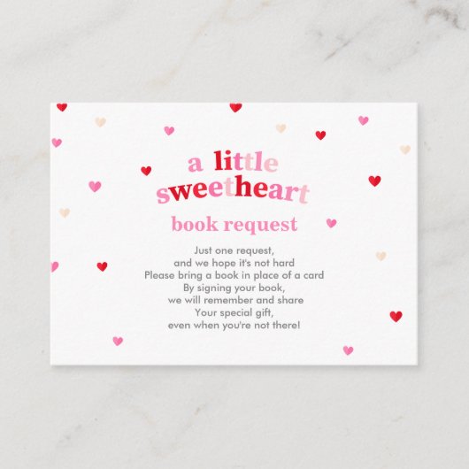 Heart Valentine Theme Babydusche Buchanfrage Begleitkarte (Vorderseite)