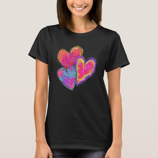 Heart Valentines Day Tie Dye Cute For Couple Match T-Shirt (Vorderseite)