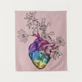 Heart Vase Wandteppich