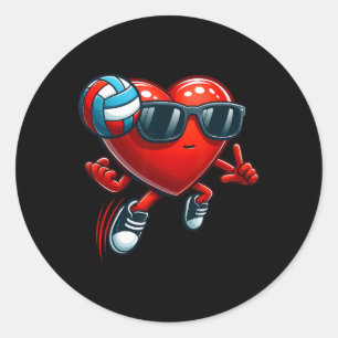Heart Volleyll Lover Player Valentinstag Runder Aufkleber