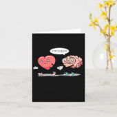 Heart Vs Brain Heart Leading Brain Valentines Karte (Gelbe Blume)