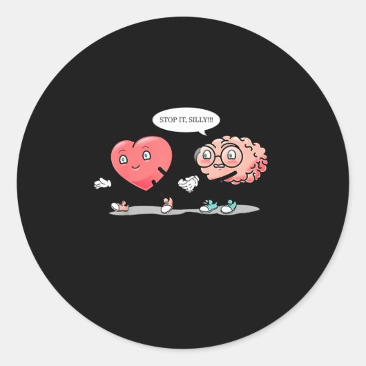 Heart Vs Brain Heart Leading Brain Valentines Runder Aufkleber (Vorderseite)