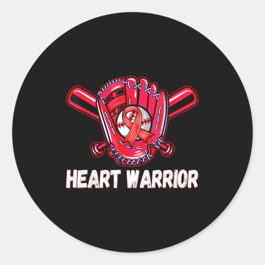 Heart Warrior Heart Disease Awareness Baseball Sof Runder Aufkleber (Vorderseite)