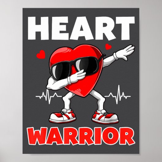 Heart Warrior Heart Disease Awareness Month Red He Poster (Vorne)
