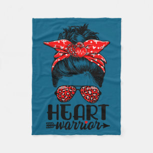 Heart Warrior Messy Bun Go Red - Herzkrankheit Awa Fleecedecke