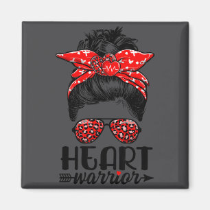Heart Warrior Messy Bun Go Red - Herzkrankheit Awa Magnet