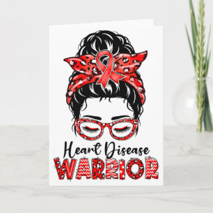 Heart Warrior Messy Bun Go Red - Herzkrankheit Erk Karte