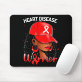 Heart Warrior Red Black Woman Heart Disease Awaren Mousepad (Mit Mouse)