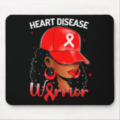 Heart Warrior Red Black Woman Heart Disease Awaren Mousepad (Vorne)