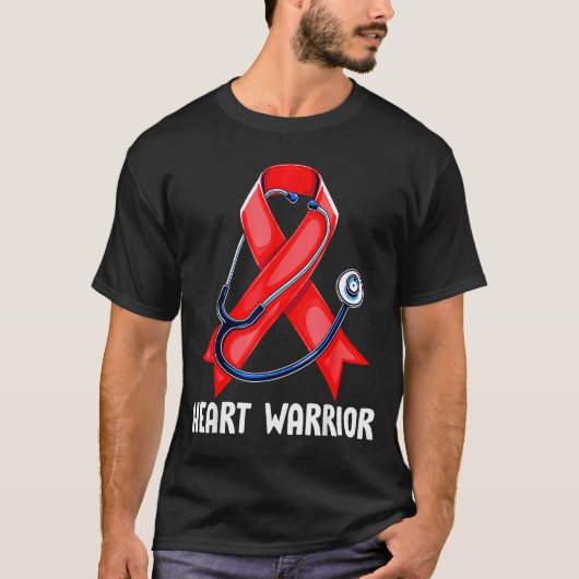 Heart Warrior Stethoscope Red Nurse Heart Disease  T-Shirt (Vorderseite)