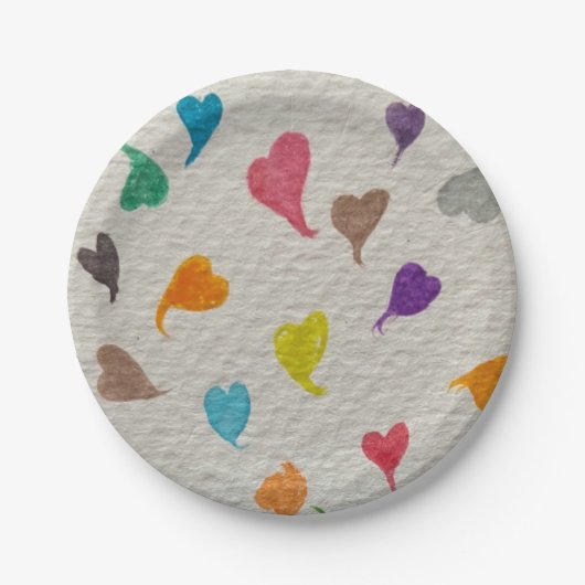 Heart Watercolor Paper Plates Pappteller (Vorderseite)