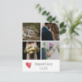 Heart Watercolor Wedding Danke, dass Sie Foto Coll Postkarte (Stehend Vorderseite)