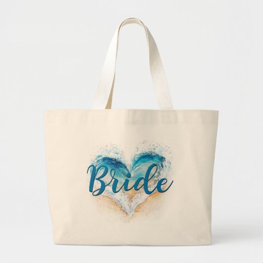 Heart Wave Beach Bride Jumbo Stoffbeutel (Vorne)